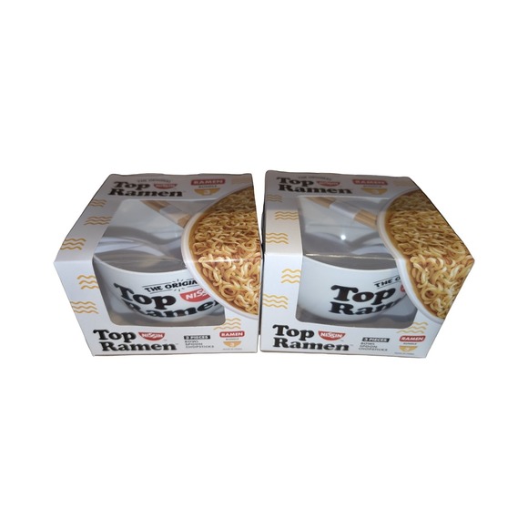 Hot Topic Other - Top Ramen Bowl Set Bundle of 2 Nissin Ramen Bowls Chopsticks Spoon Dorm Kitchen